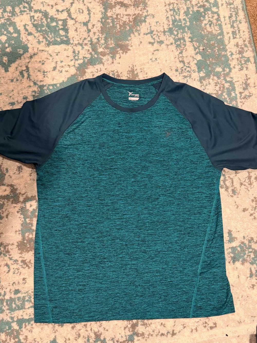 Old Navy Active Teal Heather Short Sleeve Tee with Navy Trim